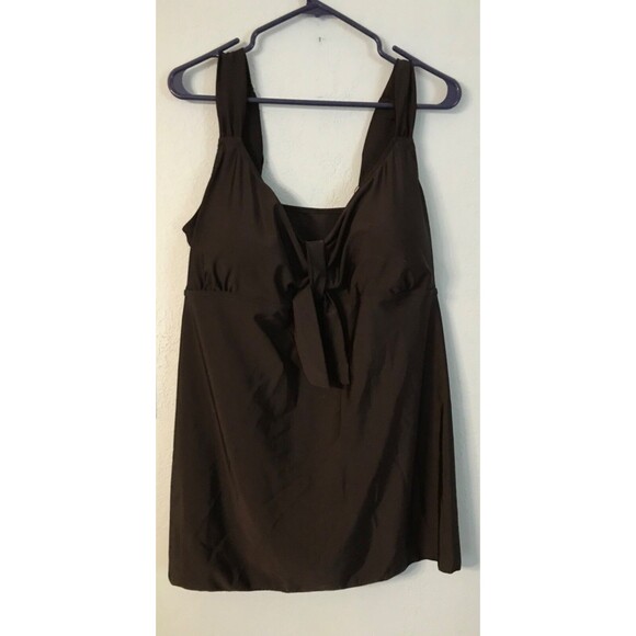 Black Tankini Swimsuit Top Tie Front Sleeveless Swimwear - Picture 1 of 4